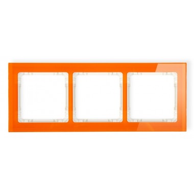 Ramka uniwersalna 3-krotna - efekt szkła (ramka: pomarańczowa, spód: beżowy) Karlik DECO 13-1-DRS-3 pomarańczowy