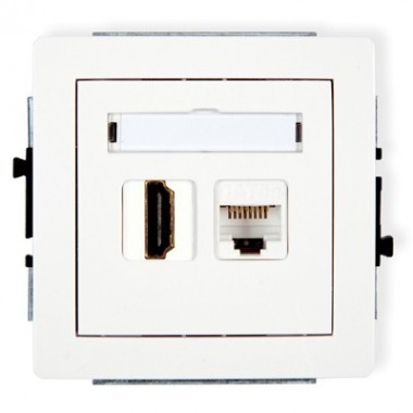 Mechanizm gniazda pojedynczego HDMI + gniazda komp. poj. 1xRJ45, kat. 5e, 8-stykowy Karlik DECO DGHK biały