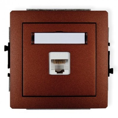 Mechanizm gniazda komputerowego pojedynczego 1xRJ45, kat. 5e, 8-stykowy Karlik DECO 9DGK-1 brązowy metalik