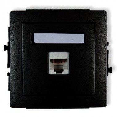 Mechanizm gniazda komputerowego pojedynczego 1xRJ45, kat. 6, ekranowane,  8-stykowy Karlik DECO 12DGK-5 czarny mat