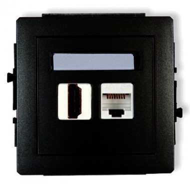 Mechanizm gniazda pojedynczego HDMI + gniazda komp. poj.1xRJ45, kat. 5e, 8-stykowy Karlik DECO 12DGHK czarny mat