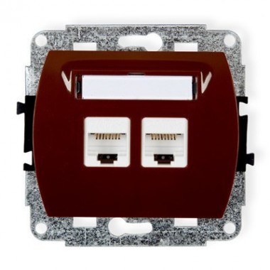 Mechanizm gniazda komputerowego podwójnego 2xRJ45, kat. 5e, 8-stykowy Karlik TREND 4GK-2 brązowy