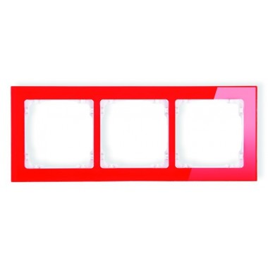 Ramka uniwersalna 3-krotna - efekt szkła (ramka:czerwona, spód: biały) Karlik DECO 17-0-DRS-3 czerwony