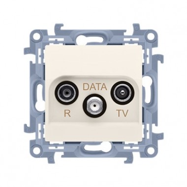 Gniazdo antenowe R-TV-DATA (moduł) częstotliwość dla wejścia 5–862 MH z. Tłum: R-14 dB, TV-10 dB, DATA -3 dB, krem CAD.01/41