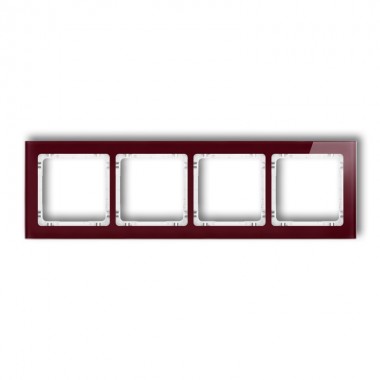 Ramka uniwersalna 4-krotna - efekt szkła (ramka: bordowa, spód: biały) Karlik DECO 14-0-DRS-4 bordowy