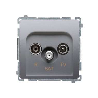 Gniazdo antenowe R-TV-SAT przelotowe (moduł), srebrny mat BMZAR-SAT10/P.01/43
