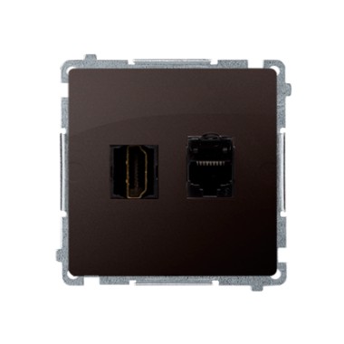 Gniazdo HDMI + RJ45 kat.6. (moduł), czekoladowy BMGHRJ45.01/47