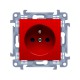 Gniazdo wtyczkowe z uziemieniem pojedyncze z przesłonami torów prądowych (moduł) ~ . Kolor czerwony CGZ1Z.01/22