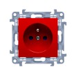 Gniazdo wtyczkowe z uziemieniem pojedyncze z przesłonami torów prądowych (moduł) ~ . Kolor czerwony CGZ1Z.01/22