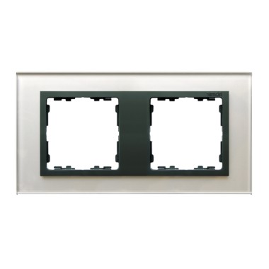 Ramka 2x szkło - srebro / ramka pośrednia grafit 82827-35