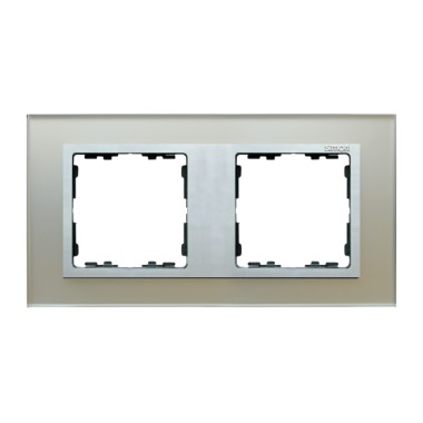 Ramka 2x szkło - srebro / ramka pośrednia aluminium mat 82927-62