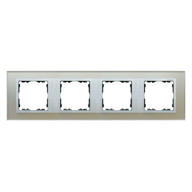Ramka 4x szkło - srebro / ramka pośrednia aluminium mat 82947-62
