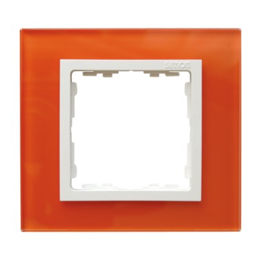Ramka 1x szkło - mandarynka / ramka pośrednia biała 82617-65
