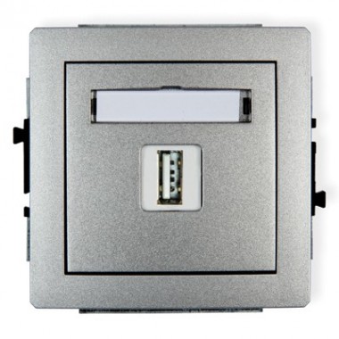 Mechanizm gniazda pojedynczego USB-AA Karlik DECO 7DGUSB-1 srebrny metalik