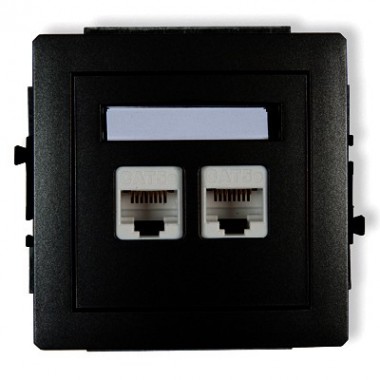 Mechanizm gniazda komputerowego podwójnego 2xRJ45, kat. 6, ekranowane, 8-stykowy Karlik DECO 12DGK-6 czarny mat