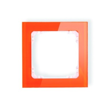 Ramka uniwersalna 1-krotna - efekt szkła (ramka: pomarańczowa, spód: biały) Karlik DECO 13-0-DRS-1 pomarańczowy