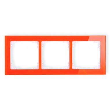 Ramka uniwersalna 3-krotna - efekt szkła (ramka: pomarańczowa, spód: biały) Karlik DECO 13-0-DRS-3 pomarańczowy