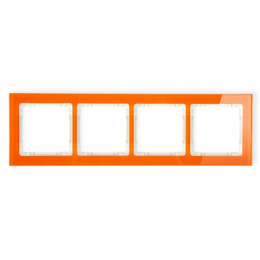 Ramka uniwersalna 4-krotna - efekt szkła (ramka: pomarańczowa, spód: beżowy) Karlik DECO 13-1-DRS-4 pomarańczowy