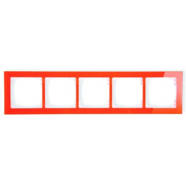 Ramka uniwersalna 5-krotna - efekt szkła (ramka: pomarańczowa, spód: biały) Karlik DECO 13-0-DRS-5 pomarańczowy