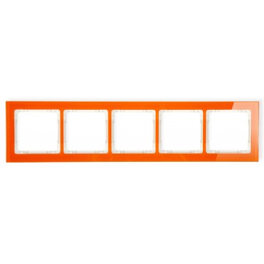 Ramka uniwersalna 5-krotna - efekt szkła (ramka: pomarańczowa, spód: beżowy) Karlik DECO 13-1-DRS-5 pomarańczowy