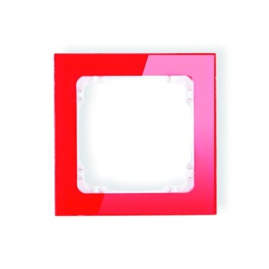 Ramka uniwersalna 1-krotna - efekt szkła (ramka:czerwona, spód: biały) Karlik DECO 17-0-DRS-1 czerwony