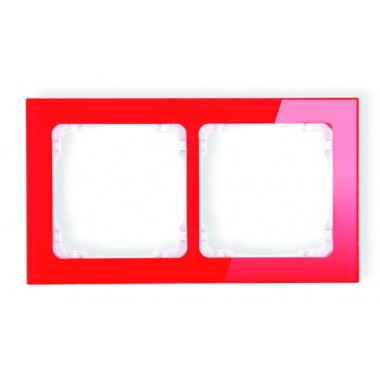 Ramka uniwersalna 2-krotna - efekt szkła (ramka:czerwona, spód: biały) Karlik DECO 17-0-DRS-2 czerwony