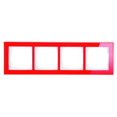 Ramka uniwersalna 4-krotna - efekt szkła (ramka:czerwona, spód: biały) Karlik DECO 17-0-DRS-4 czerwony
