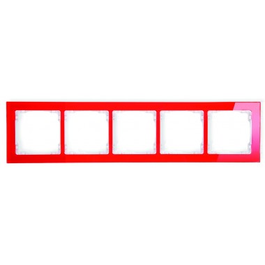 Ramka uniwersalna 5-krotna - efekt szkła (ramka:czerwona, spód: biały) Karlik DECO 17-0-DRS-5 czerwony