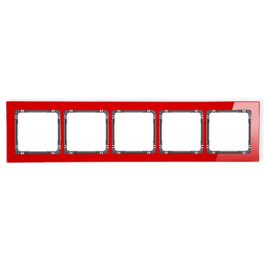 Ramka uniwersalna 5-krotna - efekt szkła (ramka:czerwona, spód: grafitowy) Karlik DECO 17-11-DRS-5 czerwony